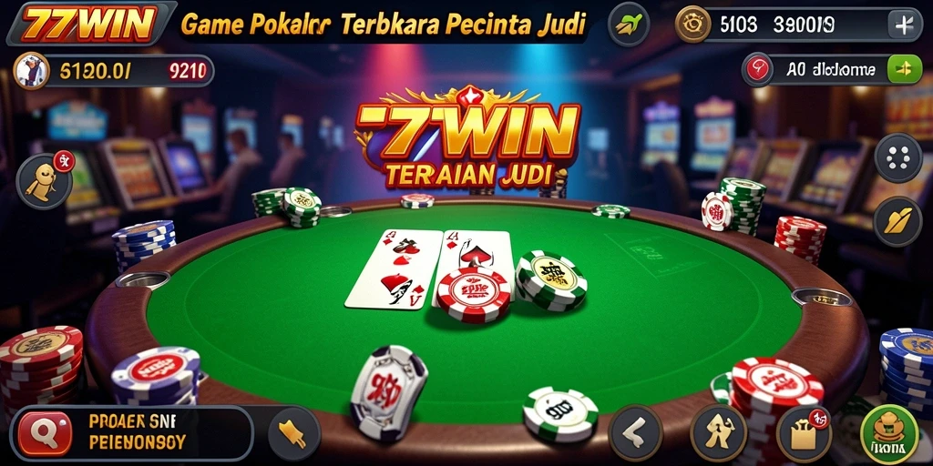 Tampilan gameplay poker seru dalam aplikasi 77WIN.
