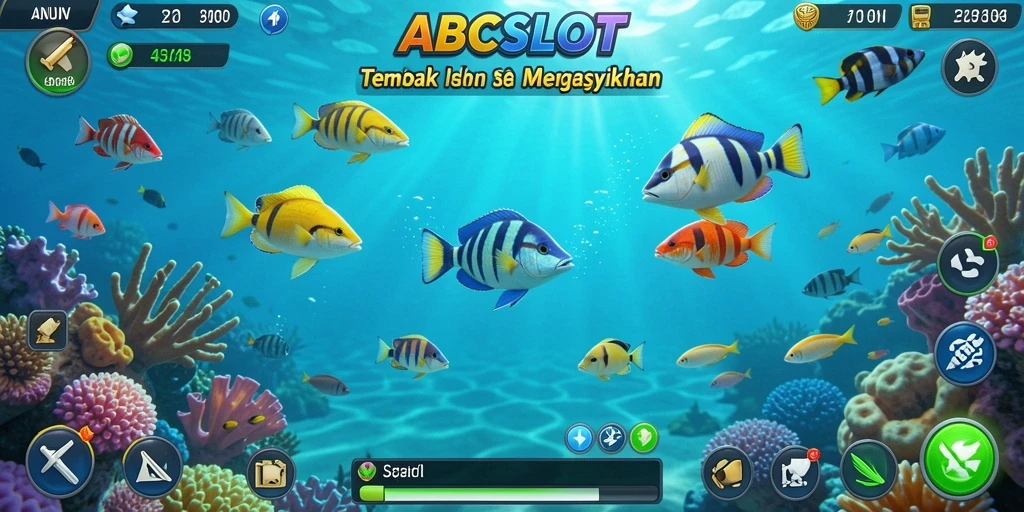Screenshot gameplay ABCSLOT menunjukkan aksi menembak ikan yang mengasyikkan.