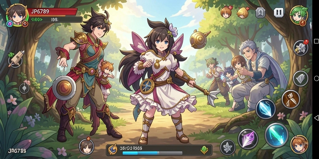Tampilan gameplay seru dalam dunia anime penuh warna.
