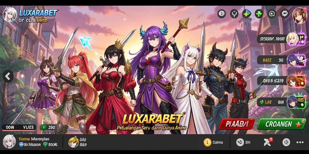 Tangkapan layar utama LUXARABET menunjukkan karakter anime dalam pertempuran epik.
