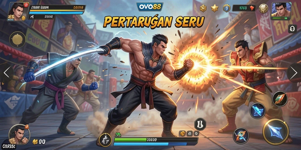 Tampilan gameplay seru OVO88 dalam pertarungan Fighting.