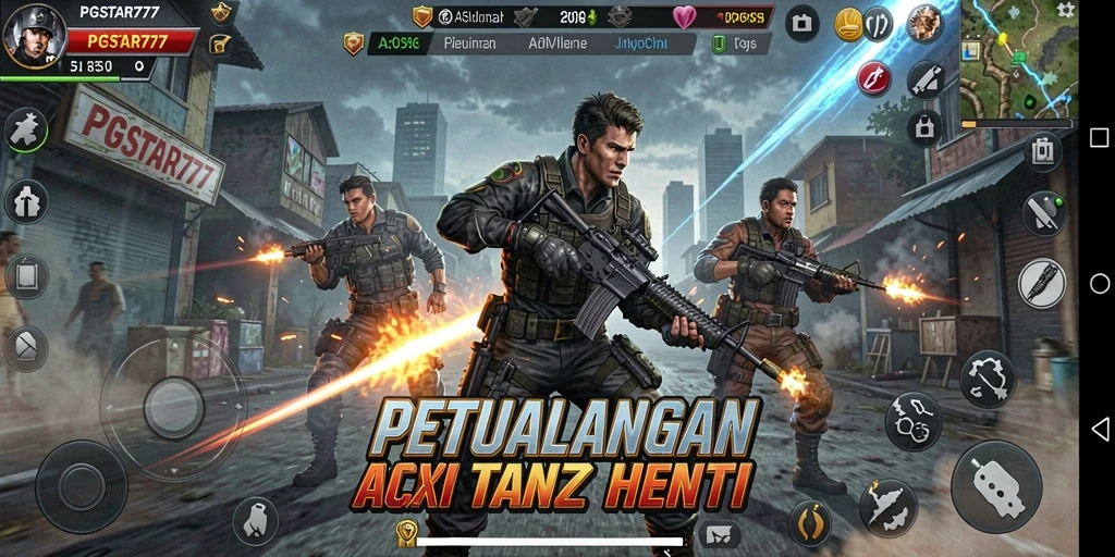 Tampilan layar permainan yang penuh aksi di PGSTAR777.
