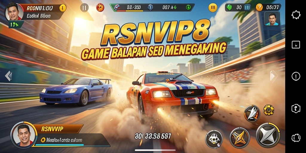Tampilan seru gameplay RSNVIP8 dengan adu kecepatan.