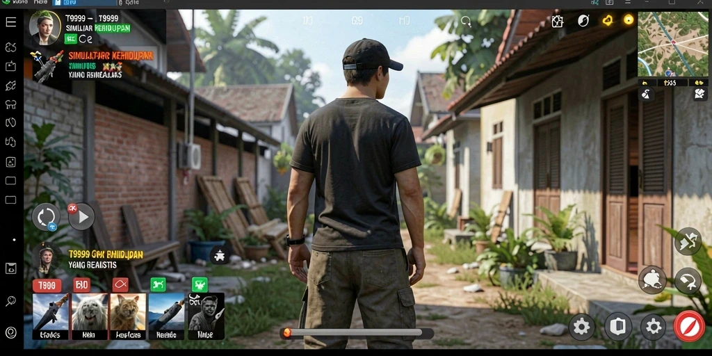 Tampilan gameplay menarik dalam T9999 yang menghadirkan simulasi kehidupan.