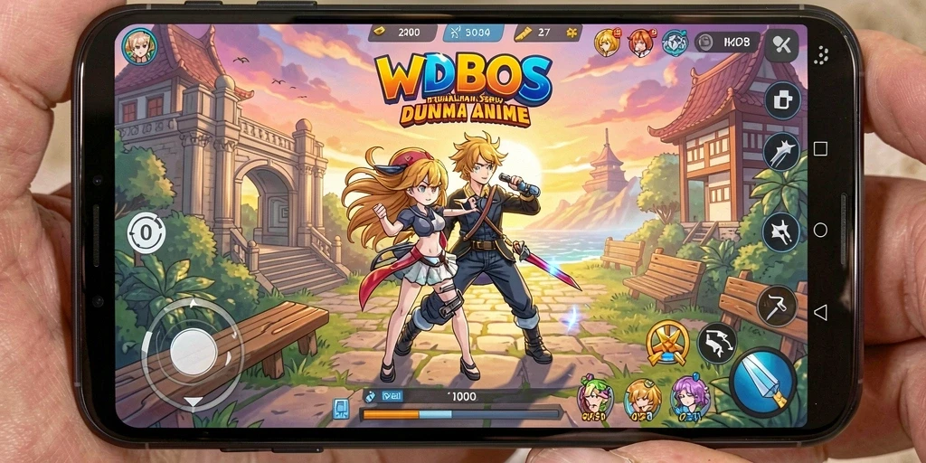 Tampilan seru dari gameplay WDBOS yang penuh aksi dan karakter anime.