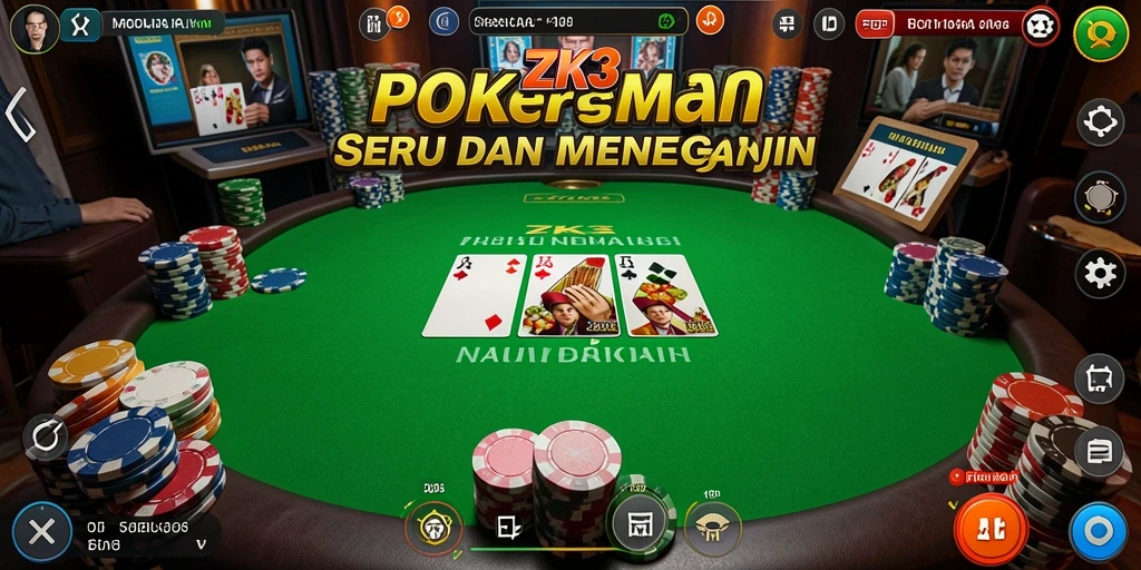 Tangkapan layar utama ZK3 menampilkan pemain yang sedang bertanding di meja Poker.