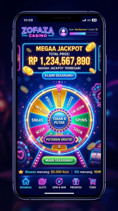 Screenshot antarmuka pengguna Zofaza dengan aplikasi unggulan.